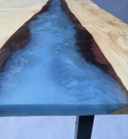 Blue Pearl - Epoxi gyantval kszlt River table tkezasztallap (A kp illusztrci - Csak az asztallap kerl rtkestsre, az asztallb nem a termk rszt kpezi).